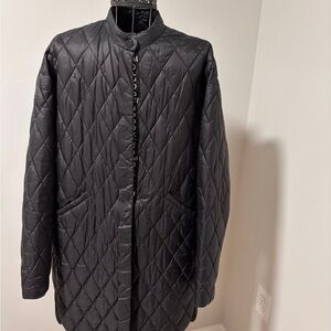 Adolfo Dominguez Black Quilted Pea Coat